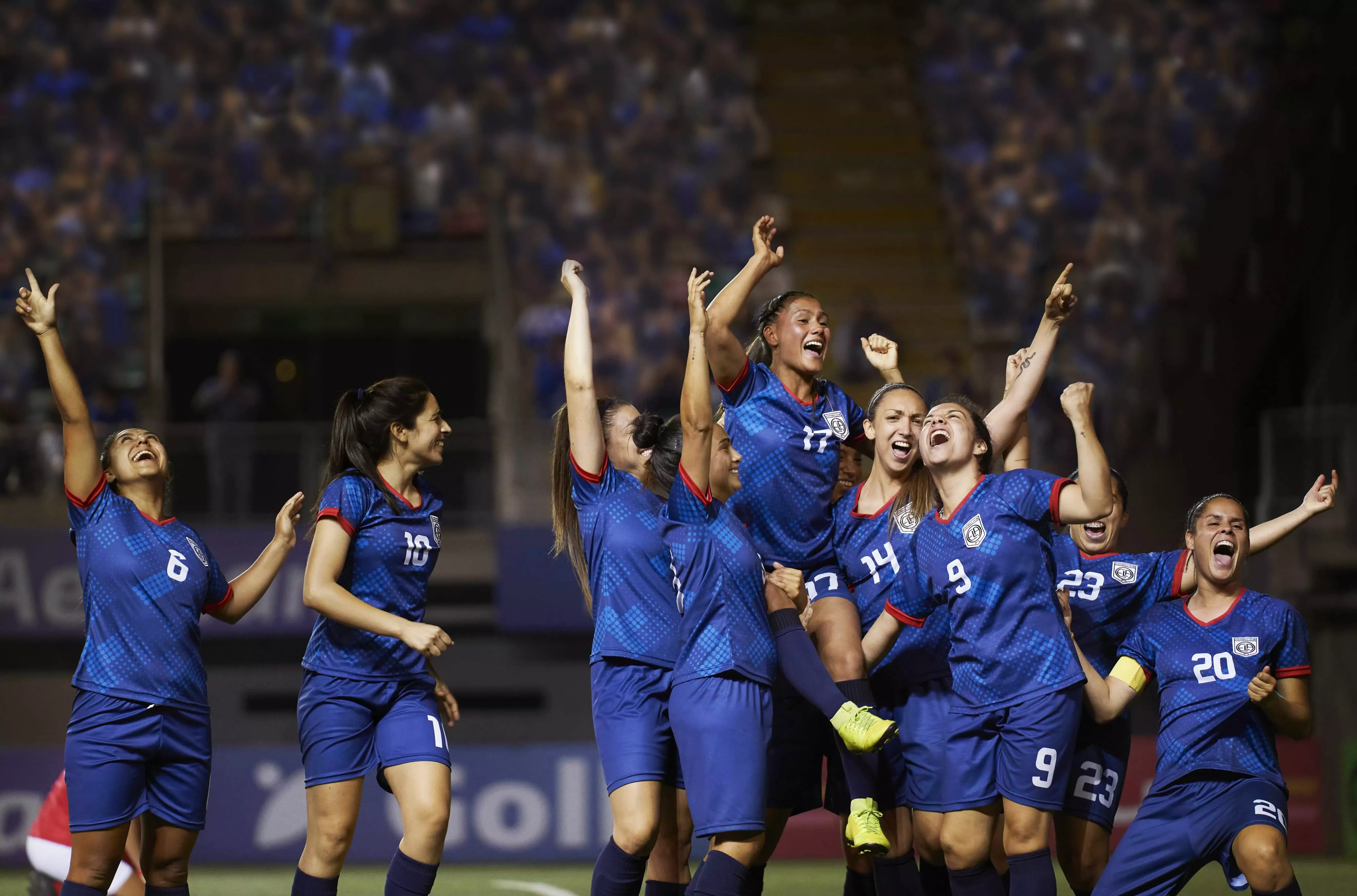 World Class soccer players celebrate